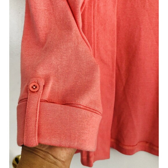 CARDIGAN WOMEN'S SWEATER OPEN FRONT PEACH BLOSSOM TWO POCKETS AT FRONT COLLARLES - Picture 5 of 6